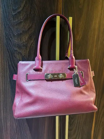 Genuine Leather Purple Coach Tote Bag - Excellent Condition