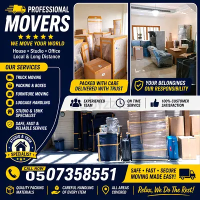 your move our responsibility,,book now on whatsapp moving.
packing, loading and shifting included