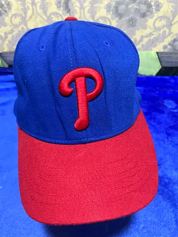 Blue and Red Baseball Cap with Embroidered Logo - Good Condition