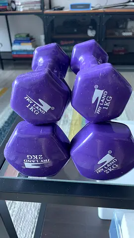 Set of Purple Vinyl SkyLand Dumbbells - 1kg  2kg (Pair) - Light Weights for Home Workouts