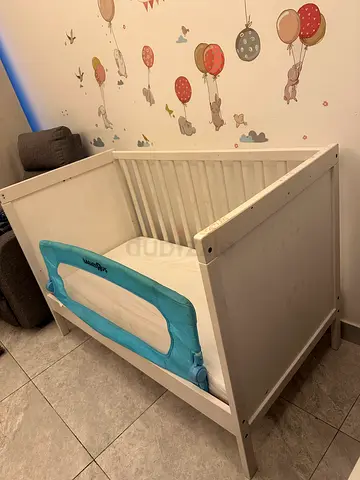 IKEA White Baby crib with mattress  free guard