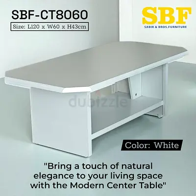 White Modern Center Coffee Table SBF-CT8060 (L120 x W60 x H43cm)