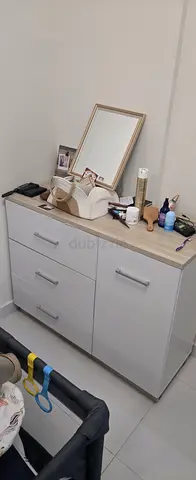 White 4-Drawer Dresser with Top Shelf - Good Condition