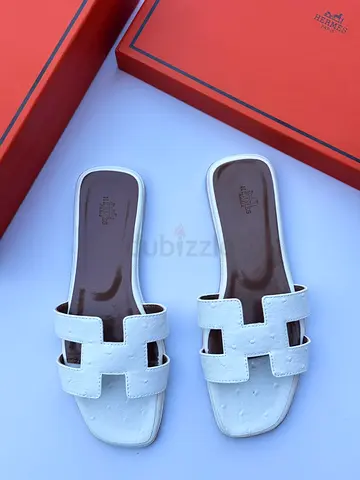 White Hermès-style Oran Slide Sandals (Women) - Size 36 to 41
