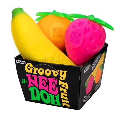 Needoh Groovy Fruit Stress Toys - Banana, Strawberry, Orange (3pcs)