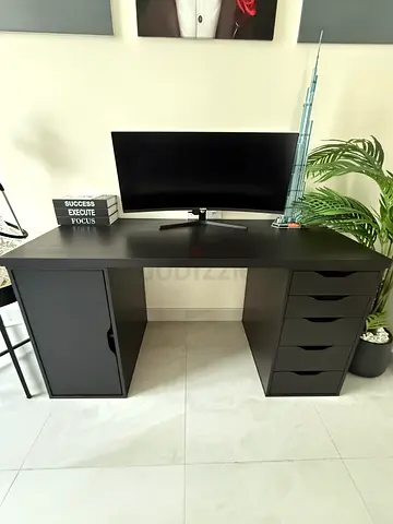 Black IKEA desk with lots of storage - BRAND NEW CONDITION