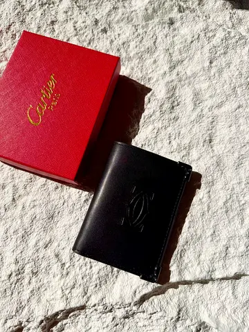 Cartier Black Leather Card Holder with Original Box