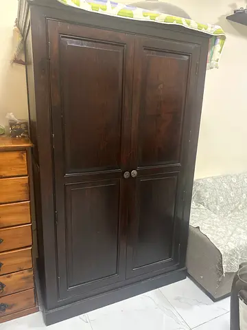 Solid Dark Wood Wardrobe / Armoire - Good Condition