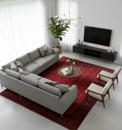 Large Red Oriental Area Rug — Good Condition