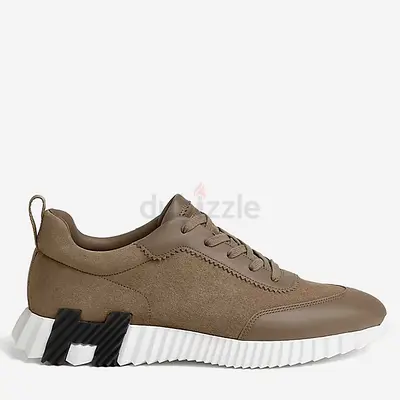 Authentic Hermes Bouncing Size 43 Etoupe Goatskin Sneakers