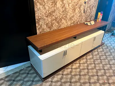 TV Unit / Entertainment Cabinet with Storage - Wood  White Finish