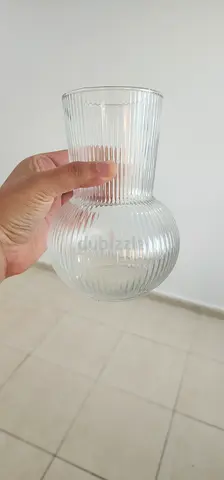 Clear Ribbed Glass Vase — Small Decorative Flower Vase