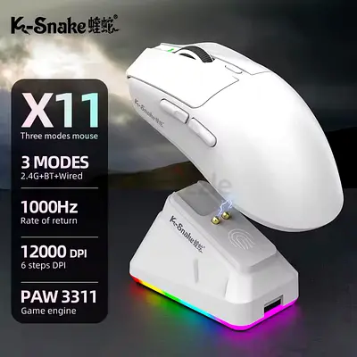 K-Snake X11 three-mode lightweight mouse e-sports game PAW3311 macro definition RGB magnetic chargin