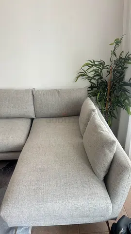 Light Grey L-Shaped Fabric Sofa - Comfortable Corner Section