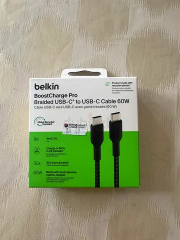 Belkin BoostCharge Pro Braided USB-C to USB-C Cable 60W - 1m (New in Box)