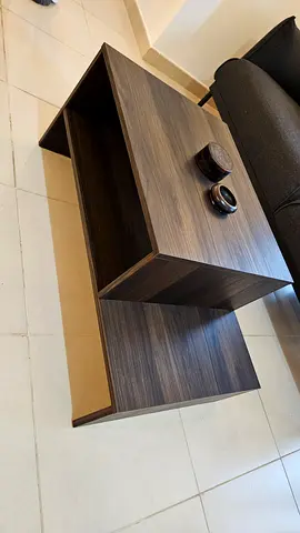 Modern two-tier rectangular coffee table in dark wood finish