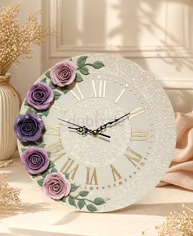 Elegant Handmade Floral Wall Clock 🌸