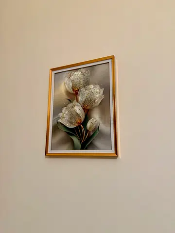 Framed 3D Floral Wall Art - Gold Tulip Design