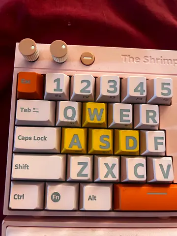 Custom compact mechanical keyboard with rotary knobs (The Shrimp) - Pink/orange/yellow
