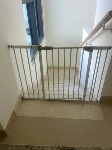 White Pressure-Mounted Stair Safety Gate — Good Condition