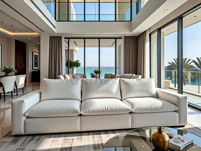 Marina Home, Sectional White Sofa Feather