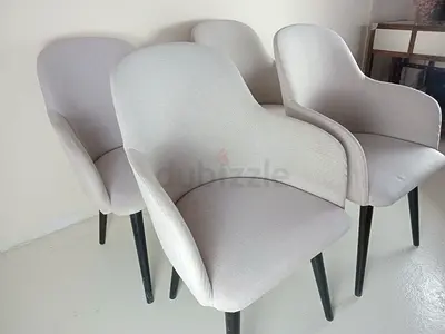 Marina Home 4 Dinning chairs, Off-White, Black Wooden Legs