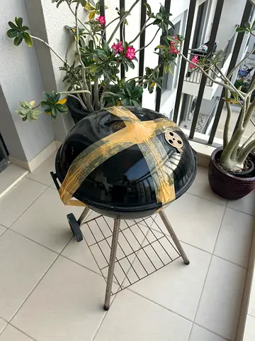 Used Weber-style Charcoal Kettle Grill on Stand