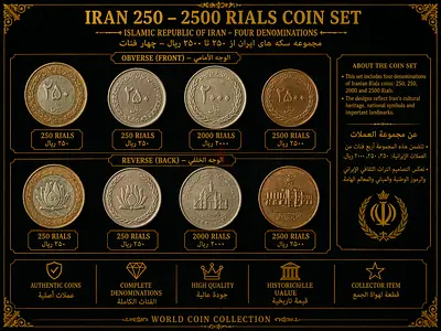 Set of Iranian 250–2500 Rials Commemorative Coins (Four Denominations)