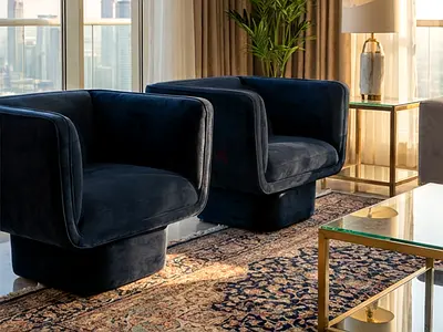 Velvet Rotating Armchairs set of 2