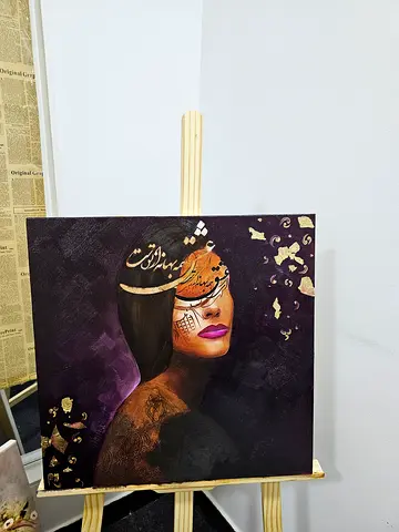 Original portrait painting of woman with gold leaf accents, my hand crafted oil paintingprice for ea