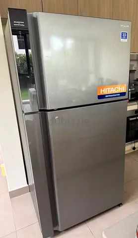 Hitachi stainless steel double-door refrigerator - good condition