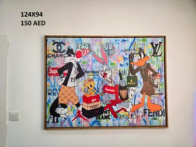 Framed Urban Graffiti Canvas Art - 124x94 cm - Business Bay