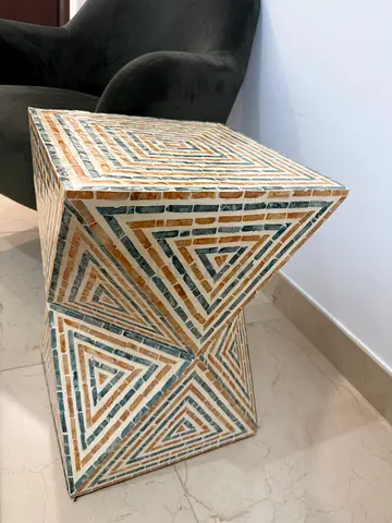 Beautiful Mosaic Geometric Side Table / Decorative Stool