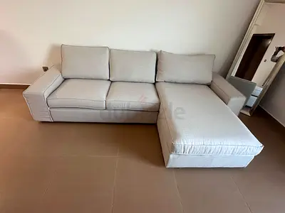 Beige Ikea kivik lshape sofa