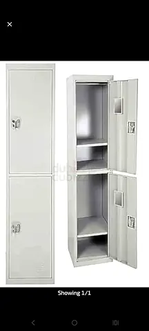 Metal Double-Door Locker Cabinet — 2-Tier Storage