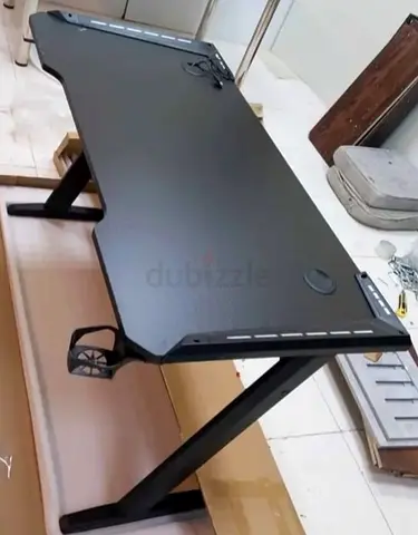 Black Height-Adjustable Gaming/Computer Desk with Cup Holder