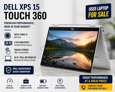 Dell XPS 15 2-in-1 Touch 360 (Intel Core i5, 8th Gen, 15.6 FHD, 4GB Graphics) - Good Condition