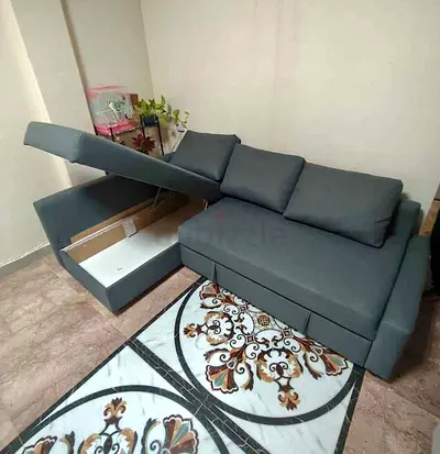 Ikea L Shape Sofa cum bed with big storage in L
