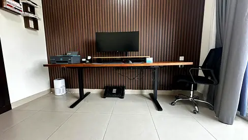 Adjustable Height Standing Desk with Hard Wooden Top — Good Condition