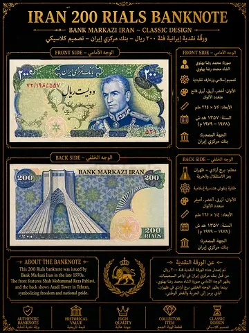 Vintage Iran 200 rial banknotes — set of 2 (collectible)