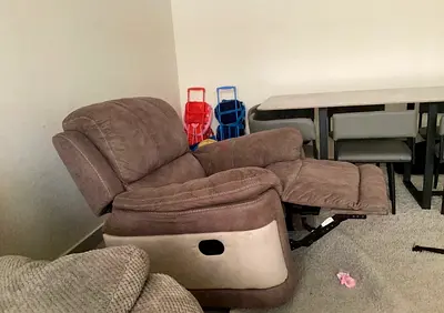 Used single reclining armchair in brown microfiber - good condition