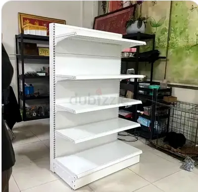 White Double-Sided Retail Gondola Shelving Unit with 5 Adjustable Shelves