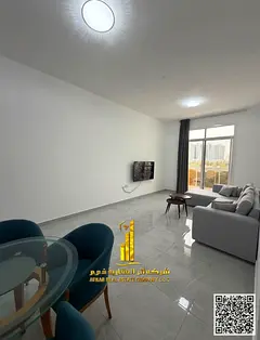 Furnished one-bedroom apartment for rent in Ajman, Al Rashidiya 2, behind the Ruler's Palace. Cl