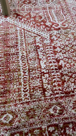 Used red patterned area rug — good condition, 2.5 x 1.8m (approx.)