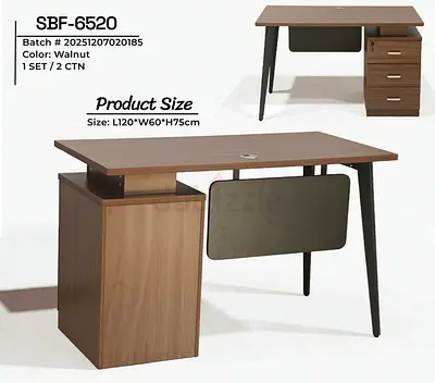 Walnut Wooden Office Desk with Drawer Cabinet - Model SBF-6520 (120x60x75cm)