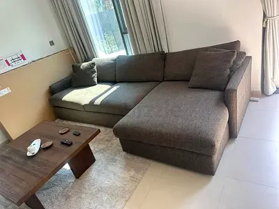 Excellent condition Crate and barrel axis feather filled L Shape Sofa