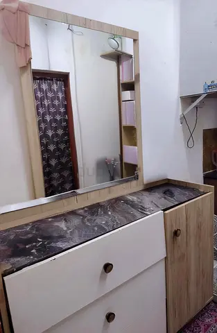 Wooden Dresser with Large Mirror and Marble-Effect Top - Good Condition