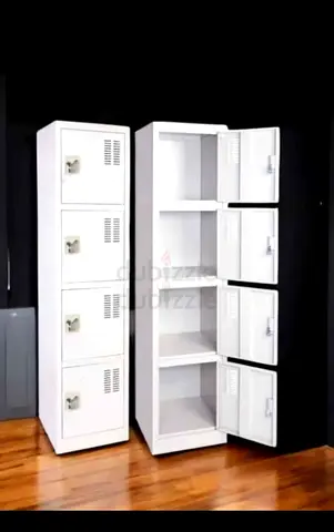 White Metal 4-Tier Locker Cabinet — Good Condition
