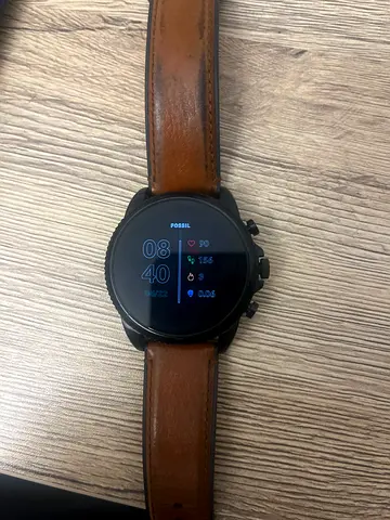 Used Fossil Gen 5 Smartwatch with Brown Leather Strap - Good Condition