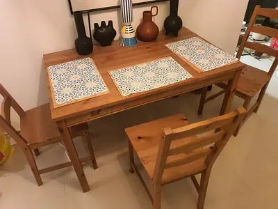 Ikea dinning wooden table and 3 chairs